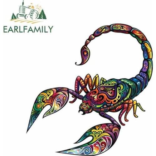 EARLFAMILY 13cm x 12.4cm for Patterned Scorpion Cartoon Car Stickers Vinyl JDM Bumper Trunk Truck Graphics Waterproof Anime RV