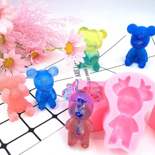 Gy Bear Doll Mold Crystal Glue Silicone DIY Mold Bear Sports Bear Christmas 3D Stereo