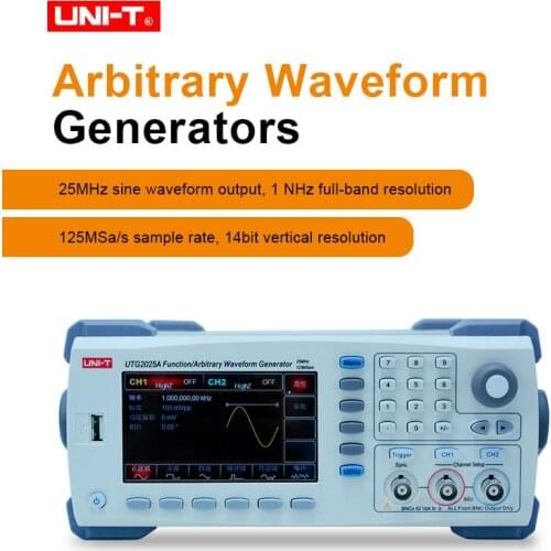 UNI-T UTG2025A Function/Arbitrary Waveform Generator 200MS/s 25MHz Channels 2 USB Device 4.3 Inches 64K Color TFT LCD Display