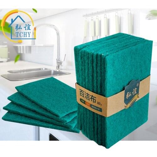 TCHY 10pcs Kitchen Towel Scouring Pad Dish Washing Sponge Cleaning Wipers for Home and Kitchen tableware Strong Decontamination