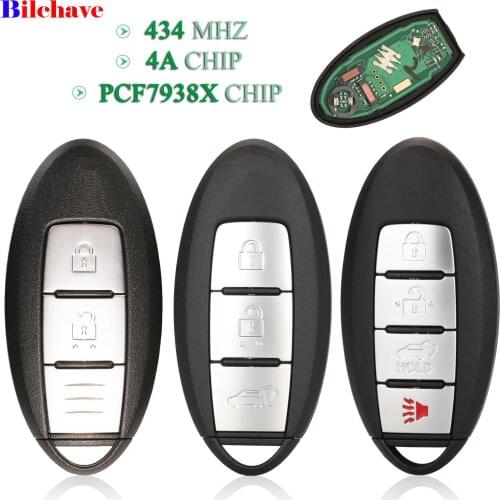Bilchave 2/3/4 Buttons For Nissan Teana Qashqai ROGUE X-TRAIL Fob 434MHz 4A PCF7938X Chip Smart Remote Control Car Key
