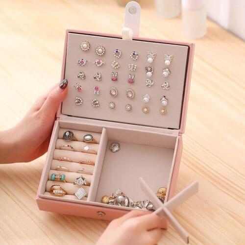 Small Box Necklace Female Travel Portable Jewelry Box Earrings Jewelry Box Hand Simple Storage Box Earrings Earrings