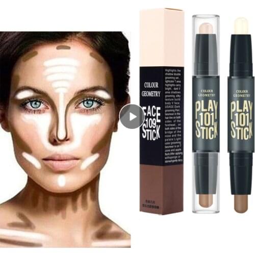 Double Head Highlighter Face Contouring Bronzers Concealer Highlighters Pen 3D Makeup Corrector Concealer Contour Stick TSLM1