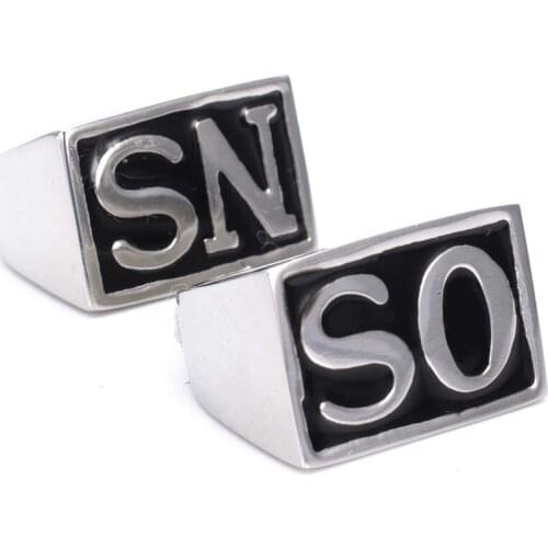 2Pcs SONS fashion Gold and silver color stainless steel mens rings Size US7-15