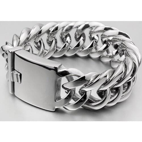 Huge Heavy Link Chain Stainless Steel Bracelet Men 20mm / 30mm Wide Mens Bracelets Double Curb Chain Wristband Drop Shipping