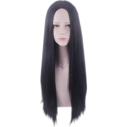 Anime Basic 80 CM Long Straight black cosplay wig Women Universal Cartoon Synthetic hair white black Central Parting Wigs 80cm