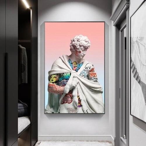 Vaporwave Sculpture Of David Canvas Art Posters Graffiti Art Of David Canvas Paintings on the Wall Street Art Picture Wall Decor