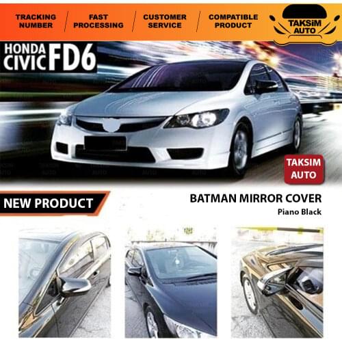 Right and Left) For Honda Civic FD6 Bat Mirror Cover Piano Black ABS 2006-2012 From Quality Product Full Harmony 1 Suit 2 Piece