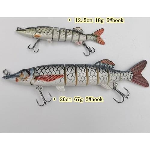 1PCS 12.5cm/20cm Bionic Pick Luya Fishing Lure Multi Articulated Bait 8 Segments Crankbaits Tackle Set of Metal Wobblers Goods