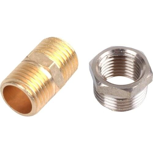 3/8inch PT Male to 1/4 inch PT Female Connector & Solid Brass 1/4 inch PT Male Thread Water Hose Pipe Straight Connector