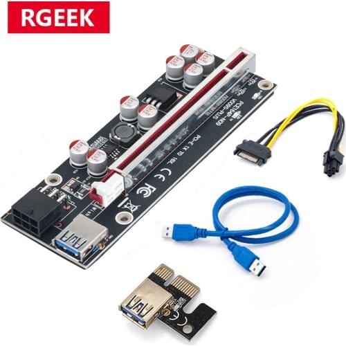 RGeek Ver009s Plus Risers USB3.0 PCIE Risers 1X 4x 8x 16X PCI-E Extend Riser Adapter Card PCI Express SATA 15pin to 6 Pin Cable