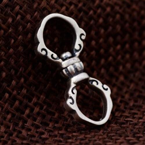 Handmade 925 Silver Tibetan Amulet Buddhist Prayer Beads Charm Sterling Lucky Amulet