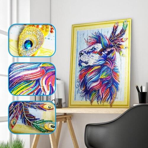 SHANSHIYOUPIN 5D DIY Special Shaped Diamond Painting Animal Lion Head Cross stitch Diamond Embroidery Rhinestones Home Decor