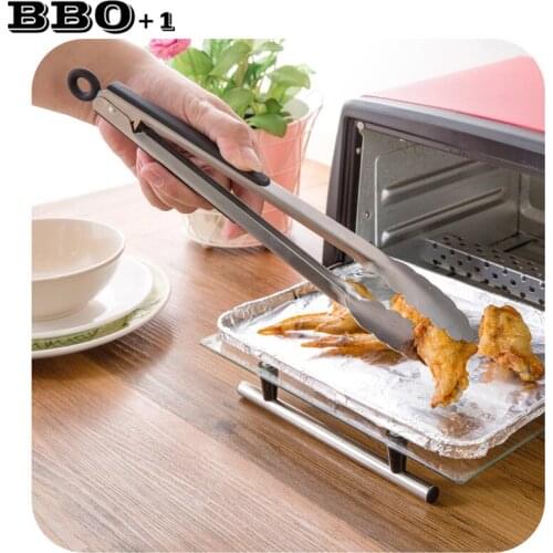 Stainless Steel Tongs Kitchen Utensils Gadget Salad Food Tong Silicone Handle Kitchen Tongs Meat Clip BBQ Bread Clips 12in/30cm