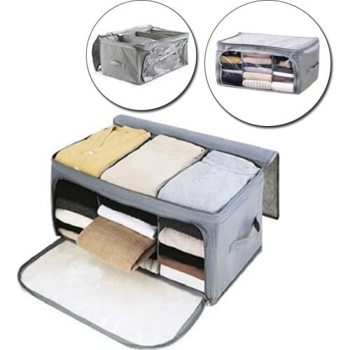 Non-Woven Family Clothes Storage Box Foldable Dampproof Sorting Bag Clothes Quilt Pillow Blanket Toy Storage Bag Save Space