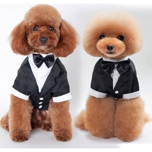 Pet Dog Cat Clothing Wedding Suit Tuxedo Bow Tie Puppy Clothes Shirts S/M/L/XL/XXL