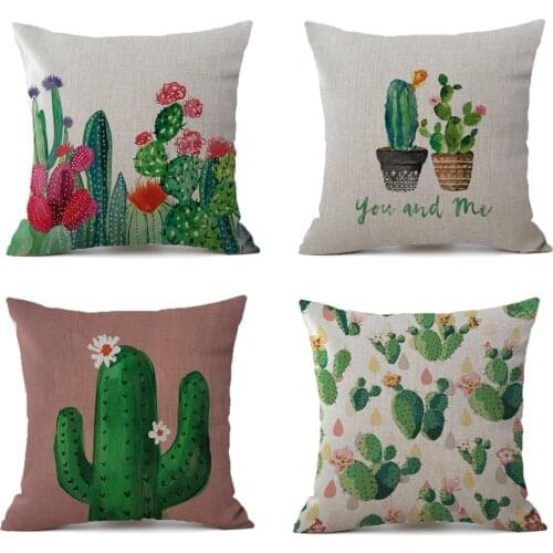 Tropical Green Plants Cactus Cushion Cushion Cover Pillow Cover Small Fresh Decoration Sofa Back Cover Car Decoration