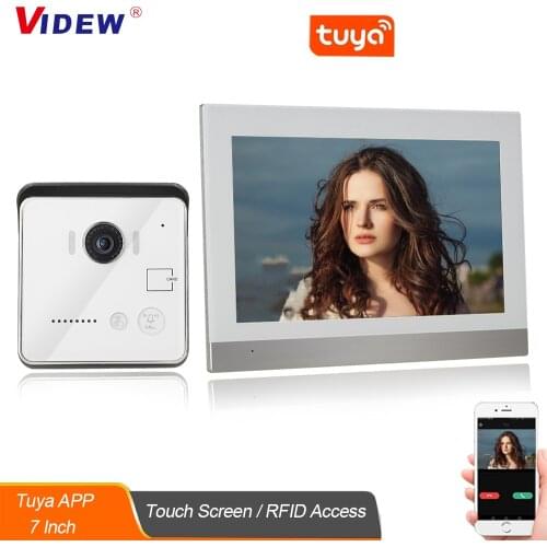 VIDEW Tuya Smart 7 Inch Digital Video Doorbell Intercom System with Camera and Touch Screen Monitor RFID Access for Home Villa