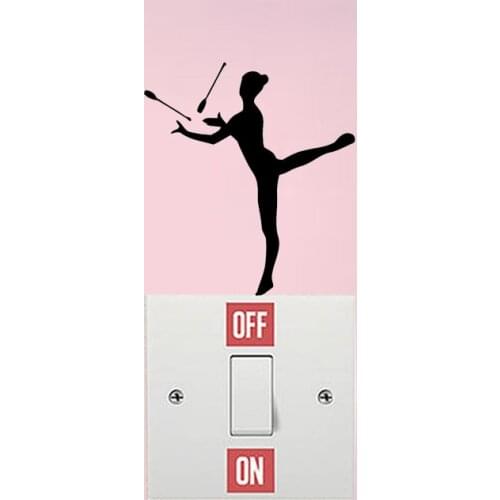Sport Girl Gymnast Vinyl Home Room Wall Stickers Light Switch Decals 5WS1355