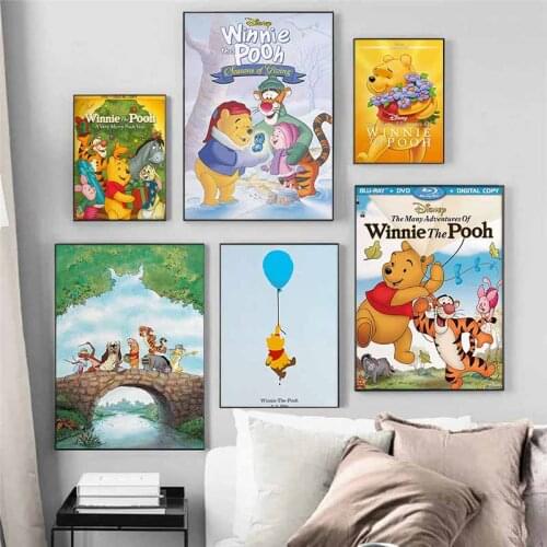Winnie The Pooh Cartoon Canvas Paintings Disney Anime Movie Posters and Prints Wall Art Picture for Living Room Home Decoration