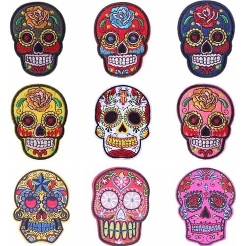 Pulaqi Skull Embroidery Iron 3d Patches For Clothing Badge Jacket Patch Decor Jeans Patches Heat Transfers Sew On Punk Patches H