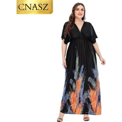 Plus Size Womens Bohemian Clothing V-neck Batwing Sleeve Summer Elegant Long Beach Dress Sundress Floral Long Dress For Women