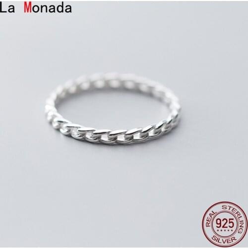 La Monada Twist Chain Finger Women Ring 925 Sterling Silver Minimalist Rings For Women 925 Silver Fine Jewerly Rings Woman