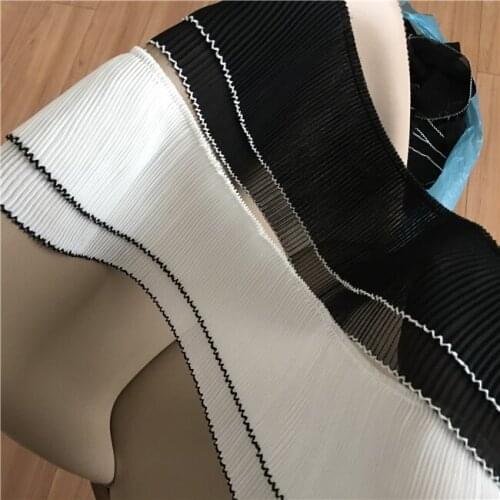2yards/lot Good Quality Double Layer Ruffled Retro Trim Encryption Fold Pleated Lace Chiffion Fabric for DIY Accessories Z1197