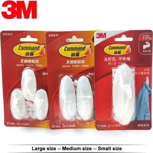 3M command sticky hooks, Damage-Free hanging, holds strongly, removes cleanly,Large/Medium/Small size