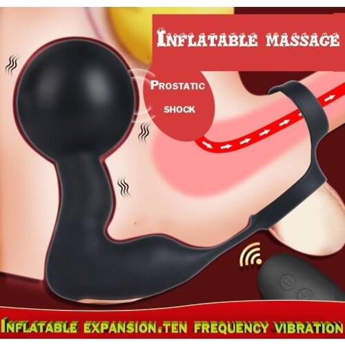 New Wireless Remote Control Inflatable Anal Plug Male Prostate Massager Vibrator With Ring Vibrating Butt Plug Anal For Men Toy