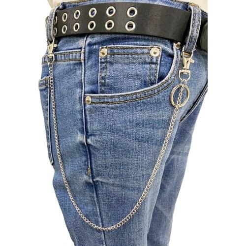 Women Key Chains Single Layer Silver Color Metal Ring Rock Punk Style Unisex Belt Chain Wild Decoration Dancing Waist Chain