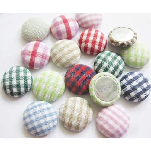 CL0009 plaid cloth covered flatback buttons for garment mix 100pcs 15mm buttons clothes accessories