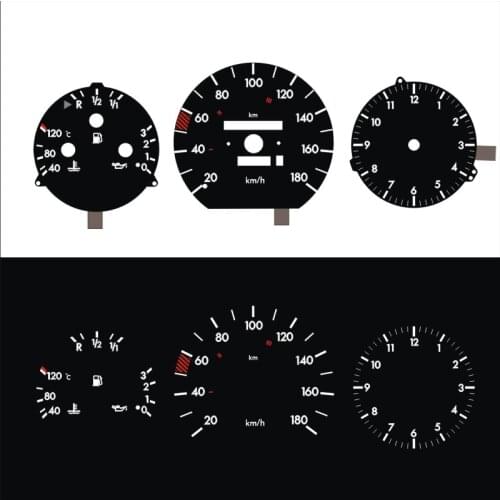 DASH A-H-N EL Glow Gauge 180KM Big Clock for W124 Black Panel Reverse White light