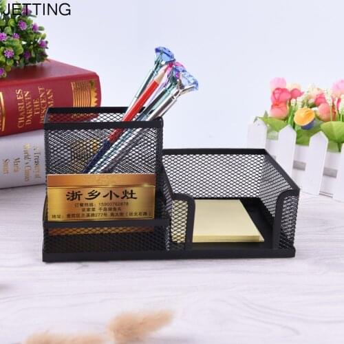 Pen Holders Affordable Students Office Desk 1pcs 3 Compartments Metal Pen Container Black School Stationery Desk Organizer