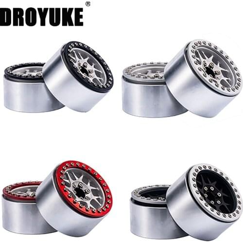 Droyuke 4 pieces 1/10 RC Rock Crawler aluminum alloy 2.2 Beadlock wheel rims for Axial SCX10 RR10 spectra 90048 TraxxasTRX4