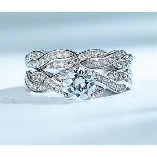 DY Luxury White Bridal Wedding Ring Set Jewelry 925 Sterling Silver Cubic Zirconia Promise Wedding Rings For Women Fine Jewelry