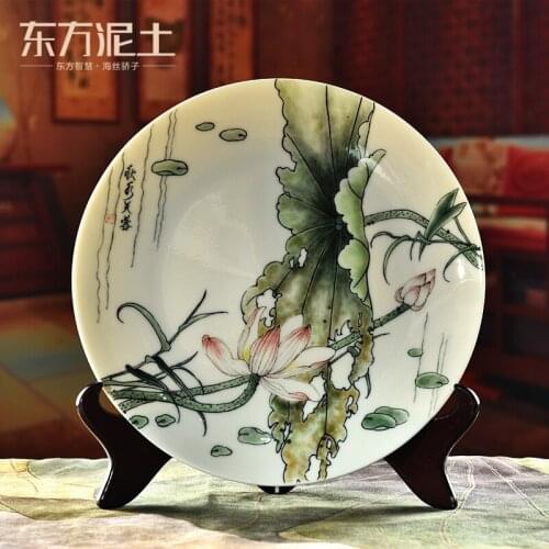 Clay ceramic hand-painted hang dish Chinese style living room partition TV cabinet moved into home decoration gifts