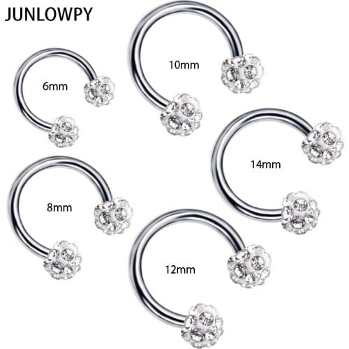 JUNLOWPY CBR Nose Rings Surgical Steel 16g Nose Studs Body Jewelry Ear Tragus Earrings Piercing Cartilage 30pcs 6/8/10/12/14mm