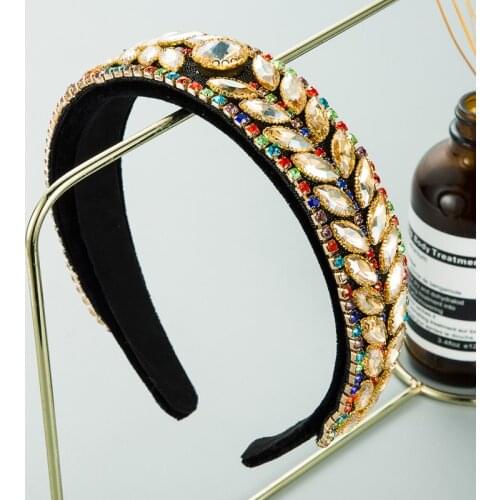 Korean fashion luxury shiny colorful crystal bridal headband stone rhinestone wedding headband female hair accessories jewelry