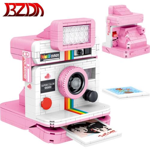 Creative Mini Retro Camera Block Pink Digital Camera Model Building Blocks Collector MOC Bricks Education Toys For Children Gift