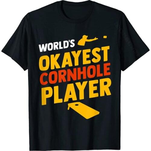 Cornhole Worlds Okayest Retro Bean Bag T-Shirt Tshirts Group Prevalent Cotton Tops Shirts Casual For Men