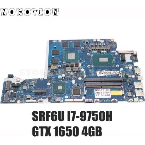 NOKOTION For Acer Nitro 5 AN515-54 A715-74G Laptop Motherboard NBQ5611004 EH5VF LA-H501P GTX 1650 4G SRF6U I7-9750H CPU