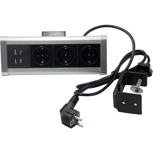 Multi-function Desktop Triangle outlet Socket 3 SCHUKO Power Socket+2 USB Ports For Kitchen Office Counter AU/EU/US/UK Available