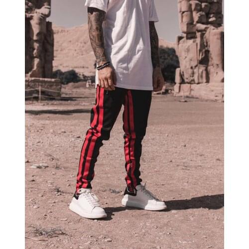2020 mens high street European and American fashion brand spring sports trousers two bars color matching zipper mens trousers