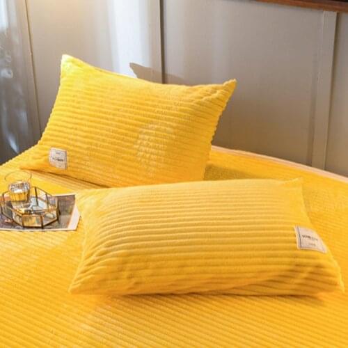 LREA 1pc solid THICKEN flannel pillowcase coral fleece for bedding no core 48x74cm pillowcovers for neck