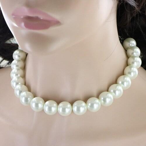 Super Large Pearl Necklace Clavicle Chain 3/4/6/8/10/12/14/16mm Fashion Elegant Woman Jewelry Accessories Wedding Banquet Gift