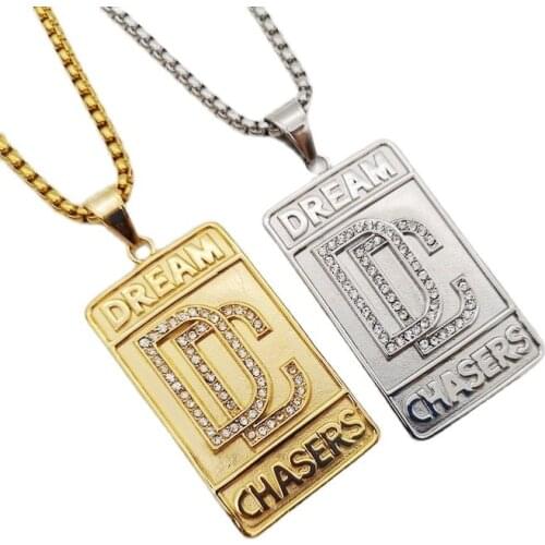 Gold color Stainless steel Dream Chasers pendant necklace good quality rhinestones Dream chaser necklace for men fashion jewelry