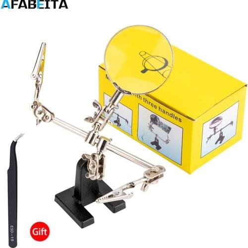 5X Magnifying Soldering Iron Stand Adjustable Helping Hand Welding Tool With Dual Alligator Clips Repair Tools