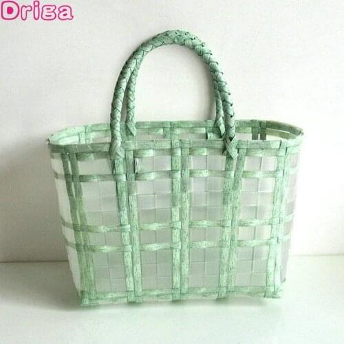 Driga New Transparent Jelly Handbags Women Portable Beach Shoulder Bags New Plastic Woven Bags Leisure Vegetable Basket Bags
