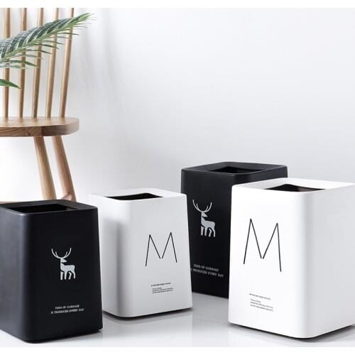 Nordic Bathroom Square Uncovered Trash Can Household Living Room Kitchen Office Double-Layer Trash Can Bathroom Accessories